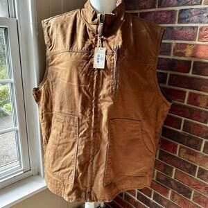 RedHead Brand Co. Tan Sherpa Lined Outdoor Barn Work Vest Lumberjack Forest Hike
